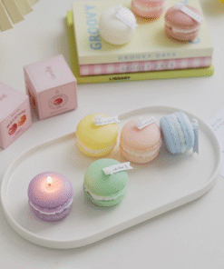 nến thơm trang trí hình bánh macaron