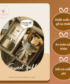 Set Hộp Quà - Tinh Dầu Thơm Khếch Tán Kèm Hoa Lụa Trang Trí